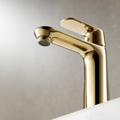 Gold Basin Mixer Restroom Single Hole Sink Faucets