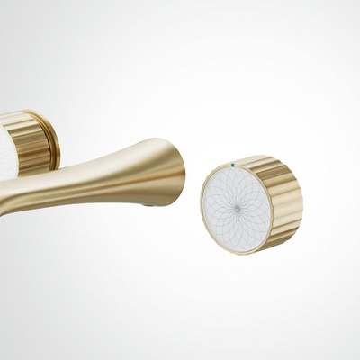 Wall Hung Basin Mixer Tap Hot Cold Water Knob Control Faucet Gold
