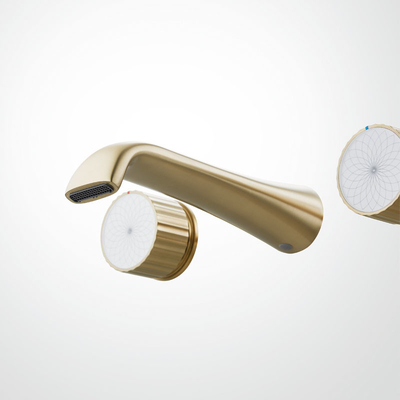 Wall Hung Basin Mixer Tap Hot Cold Water Knob Control Faucet Gold