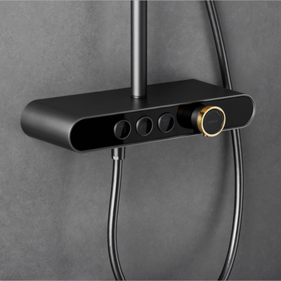 Brass Bathroom Shower Faucet Set Grey Wall Mount Complete Set