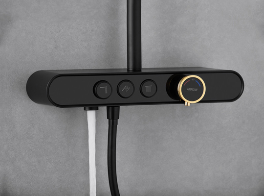 Black Shower Faucet Set Bathroom Square Rain Shower Head With Handheld Spray